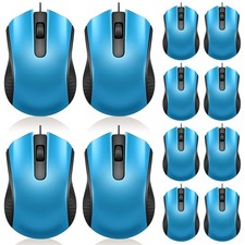 12 PCS Light Blue Wired Computer Mouse Bulk Cord USB Ergonomic Mice Laptops picture