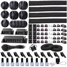 N NOROCME 192 PCS Cable Management Kit 4 Wire Organizer Sleeve | 11 Cable Holder picture