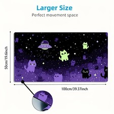 1 Large Gaming Mouse Pad with Purple-Black Fluorescent Cat Swarm and UFO Float picture