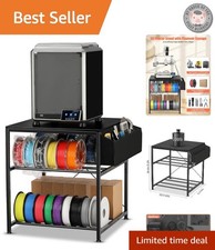 Elegant 3D Printer Stand with Filament Storage - Heavy Duty Black Wood Design picture