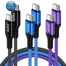 USB C to C Cable, [3-Pack, 10FT] 240W Fast 10FT, Black, Blue, Purple picture