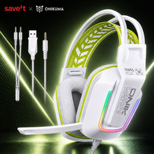 ONIKUMA X13 Wired Gaming Headset LED Noise Cancelling Mic PC PS5 Xbox Black/Whit picture