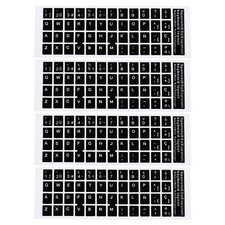 4 Pack Spanish Keyboard Sticker Cover Smooth Black Background White Lettering picture