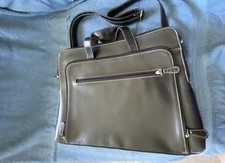 LODIS Black Leather Shoulder/Messenger Laptop Bag Fits 15 in, Adjustable Strap picture