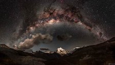 Landscape nature milky way mountains snowy peak Custom Gaming Mat Desk picture