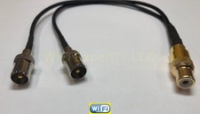 RCA 1 Female to 2x IEC TV PAL Male Cable 1F2M Y Adapter Splitter Combiner RG174 picture