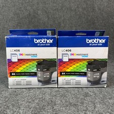 Lot of 2 Brother LC406 BK BLACK Ink Cartridge Genuine - 11/2027 - New picture