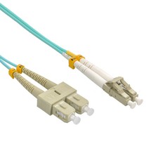 5 Pack of 30m LC/UPC-SC/UPC OM3 Multimode Duplex OFNR 2.0mm Aqua Fiber Optic Pat picture