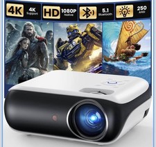 HAPPRUN H1 LCD Projector Native 1080p 250 ANSI Bluetooth 5.1 4K HDMI USB picture