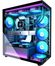 K2 ATX Mid Tower PC Case Black Tempered Glass 7 ARGB PWM Fans USB-C 360mm picture