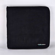 Vintage Logic Black Nylon CD DVD Binder Zippered Media Storage Wallet Case picture