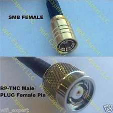 RG174 5 feet SMB FEMALE to RP-TNC MALE (Female Pin) RF Pigtail Cable US Assmbled picture