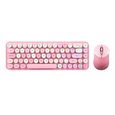 PERIDUO802PK Wireless Bluetooth Keyboard Mouse Combo Retro Pink Spanish picture