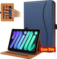 Premium PU Leather Folio Stand Cover for iPad mini 7 2024, Pencil Holder, Dark picture