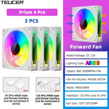 TEUCER Prism 4 Pro 120mm ARGB PWM Case Fan 3-Pack 4-Pin 12V White picture