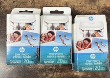 HP Zink Photo Paper 2x3 Sticky Backed - Sprocket Printers 20 Sheets Ea. Lot Of 3 picture