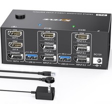 KVM Switch HDMI +DP 8K@60Hz/4K@144Hz, Triple Monitor KVM Switch for 2 Compute... picture