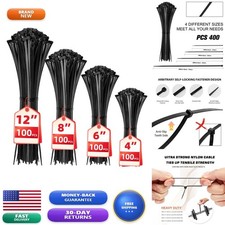 400 Pack Black Cable Zip Ties Assorted Sizes 12+8+6+4 Inch picture