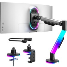 ARES WING RGB Single Monitor Arm Desk Mount for 17-40 Inch Monitors, Grey picture