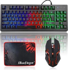 BlueFinger RGB Gaming Keyboard and Backlit Mouse Combo USB Wired LED Gaming S... picture