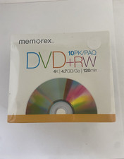 Memorex DVD+RW 10 pack/PAQ 4X 4.7 GB/Go/120 min New Unopened Box picture