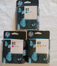 Color set of 3 New Genuine HP 82 CYM 28ml Inks CH568A CH567A CH566A  2019 & 2020 picture