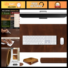 Large Real Leather Desk Mat Set 32x16