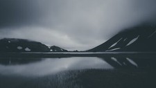 Landscape mountains lake clouds dark monochrome low Custom Gaming Mat Desk picture