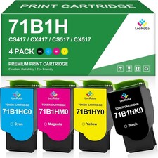 71B1H 71B0H10 71B0H20 71B0H30 71B0H40 Toner for Lexmark CS417 CS517 CX517 4 Pack picture