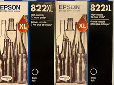 Epson 822XL DuraBrite High-Yield Black Ink, T822XL120-S**LOT OF 2*Exp Date 6-27* picture