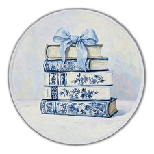 Blue and White Books Chinoiserie Chinese Decor Round Pad 8.6x8.6in picture