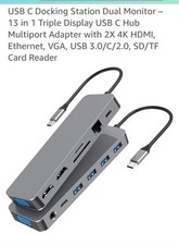 13 in 1 Triple Display USB C Hub Multiport Adapter with 2X 4K HDMI, Ethernet, VG picture