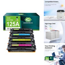 GREENBOX 125A CB540A-CB543A Toner Cartridges 4 Pack for HP picture