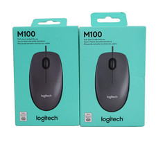 2 PACK Logitech M100 Corded Optical Mouse, USB 2.0, Left/Right Hand Use, Black picture