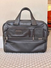 TUMI Alpha 3 Leather Expandable Organizer Laptop Brief 9603141DL3 Black picture