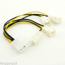 10pcs Molex Male To 4 Way 3 Pin Computer Power Multi Fan Splitter Adapter Cable picture