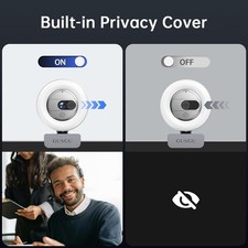 SILVER - GUSGU G910 2K WEBCAM WITH MICROPHONE, VIDEO STREAMING CAMERA WITH RING picture