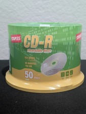 50-Discs Staples CD-R Recordable 80 Min 700MB Capacity 52X Speed New Sealed picture
