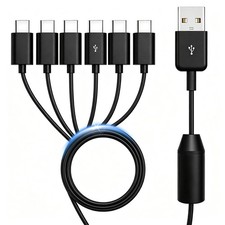 Herfair USB C Splitter 6 Way USB-C Multi Charging Cable for 1.64 Feet, Black picture