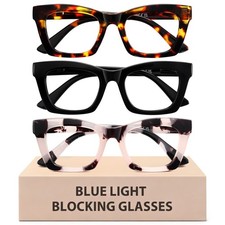 3 Pack Blue Light Glasses for Woman, Fashion Computer Blue Light Blocking Gla... picture