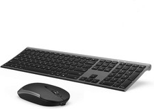 Wireless Keyboard and Mouse, Vssoplor Rechargeable Quiet Full-Size Dark Gray  picture