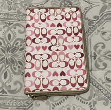Coach Signature Waverly Heart Tablet Case iPad Sleeve Red Pink Gold Trim Zip picture