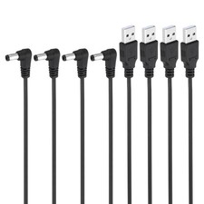 USB 2.0 A Type to DC 5.5x2.5mm 90 Degree Angle Barrel Power Cable 4pcs Black picture