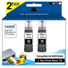 LiTuhorse 2-Pack 2×70ml (2×7000 yield pages), 2pcs Photo Black Inks picture