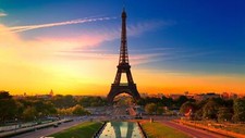 Landscape cityscape paris eiffel tower sunset city Custom Gaming Mat Desk picture