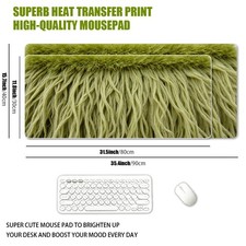 1 XXL Extra Large Mustard Green Faux Plush Velvet Fringe Mouse Pad, Simulated picture