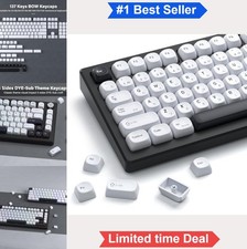 PBT Keycaps MOA Profile Japanese Dye Sublimation 137 Keys White Black picture