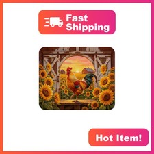 HAOSSUW Mouse Pad, Rooster And Sunflower Desk Mat picture