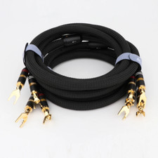 2PCS OFC Copper Speaker Cable Loudspeaker Wire with 2-2 Banana/Y Spade Connector picture