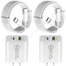 2 Pack 20W PD QC 3.0 Power Adapter US Plug USB C Fast Charger Cable For Samsung picture